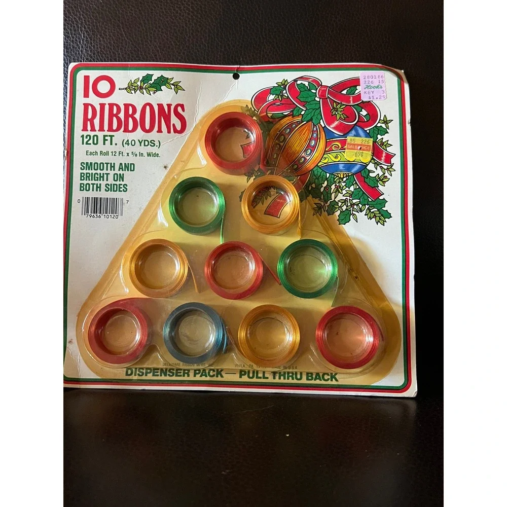 VTG 10 Rolls Ribbons 120 FT Smooth Bright Dispenser Pack Craft Holiday Decor NIB